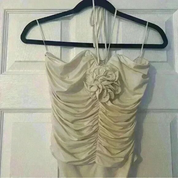 Express Body Contour Compression Halter Rosette Bodysuit - Picture 2 of 6